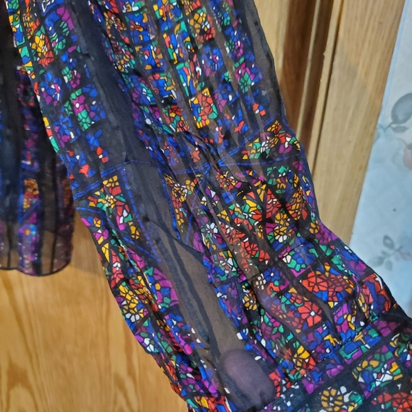 Vintage Adrianna Papell stained glass printed silk blouse size 6 - Picture 4 of 12
